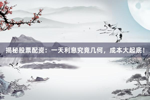 揭秘股票配资：一天利息究竟几何，成本大起底！