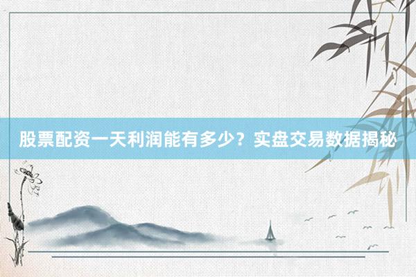 股票配资一天利润能有多少？实盘交易数据揭秘