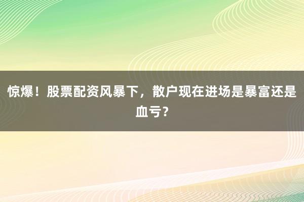 惊爆!股票配资风暴下,散户现在进场是暴富还是血亏?