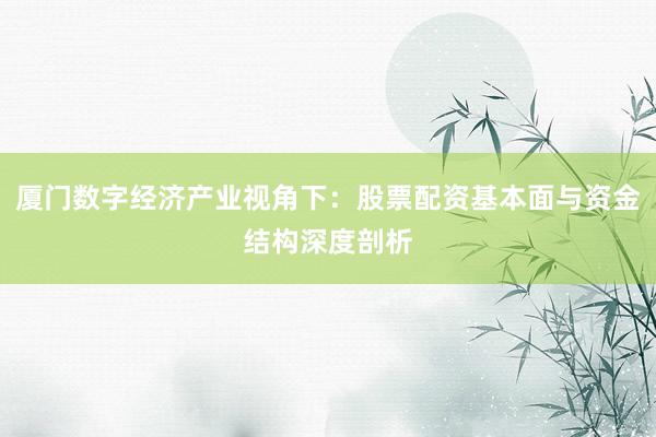 厦门数字经济产业视角下：股票配资基本面与资金结构深度剖析