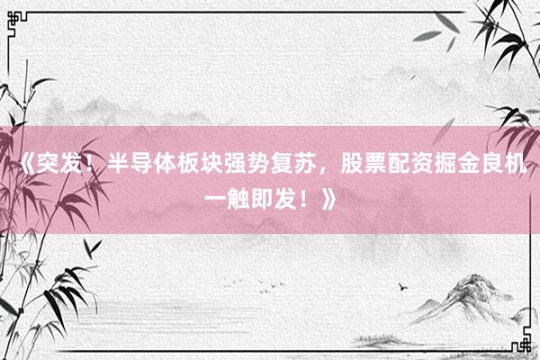 《突发！半导体板块强势复苏，股票配资掘金良机一触即发！》