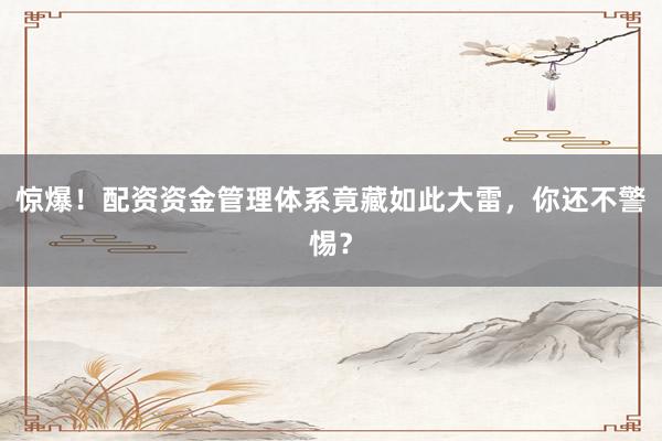 惊爆！配资资金管理体系竟藏如此大雷，你还不警惕？