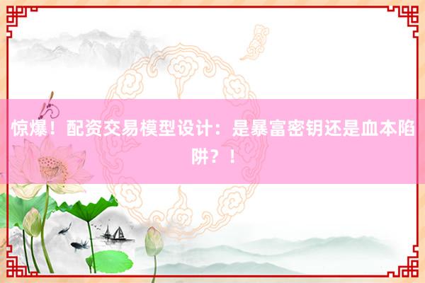 惊爆！配资交易模型设计：是暴富密钥还是血本陷阱？！