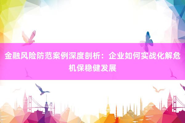 金融风险防范案例深度剖析：企业如何实战化解危机保稳健发展