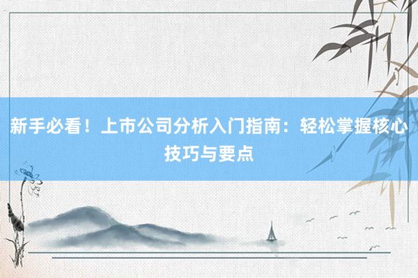 新手必看！上市公司分析入门指南：轻松掌握核心技巧与要点