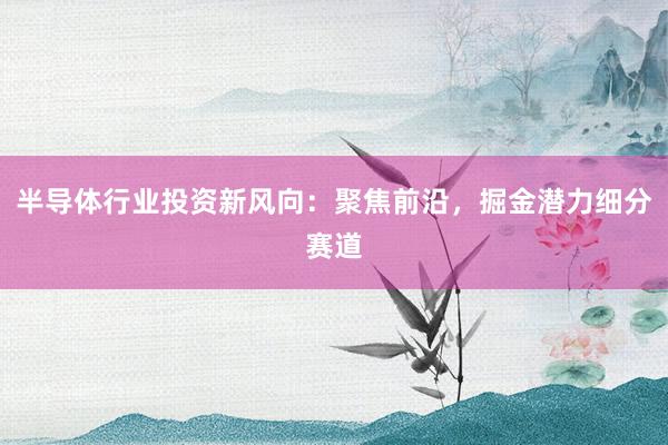 半导体行业投资新风向：聚焦前沿，掘金潜力细分赛道