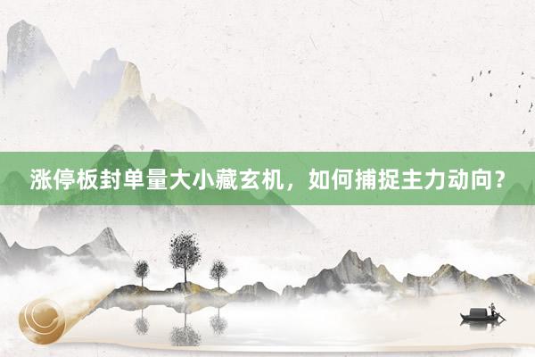 涨停板封单量大小藏玄机，如何捕捉主力动向？