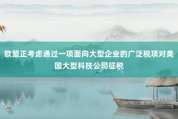 欧盟正考虑通过一项面向大型企业的广泛税项对美国大型科技公司征税