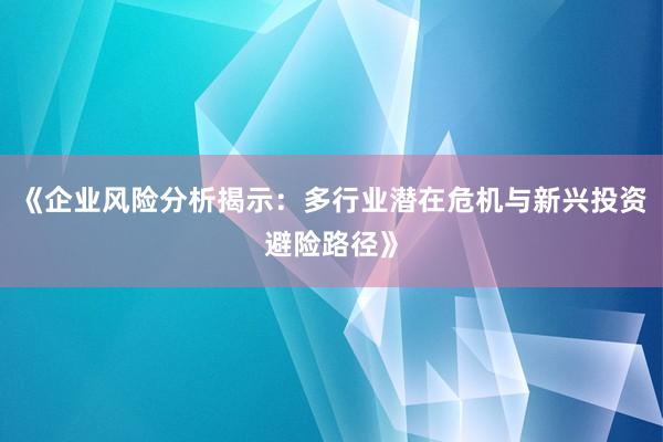 《企业风险分析揭示：多行业潜在危机与新兴投资避险路径》